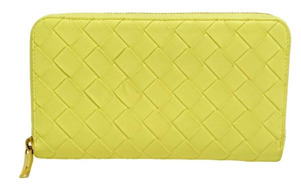 imgrc0093443795 Bottega Veneta Maxi Intrecciato Round Zipper Long Wallet Leather Yellow