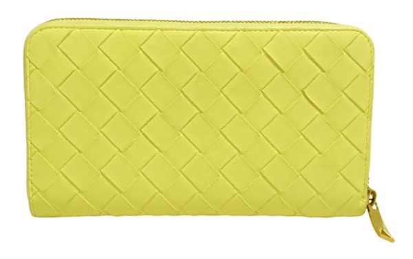 imgrc0093443796 Bottega Veneta Maxi Intrecciato Round Zipper Long Wallet Leather Yellow