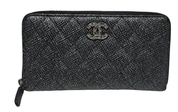 imgrc0093905339 Chanel Chain Me Round Zipper Long Wallet Leather Black