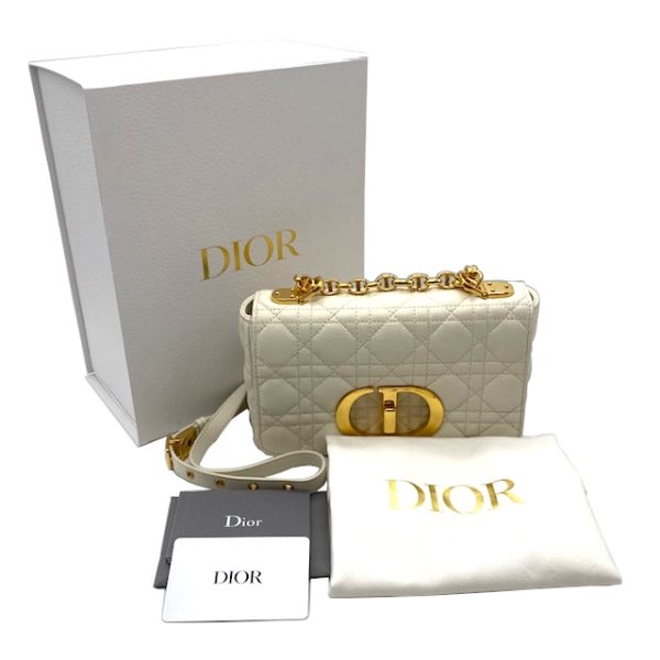 imgrc0096496478 Christian Dior Caro Small Chain Shoulder Bag Calf White