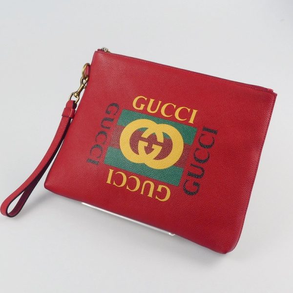 imgrc0098506574 Gucci Calfskin Vintage Logo Clutch Bag Red