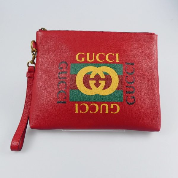 imgrc0098506575 Gucci Calfskin Vintage Logo Clutch Bag Red