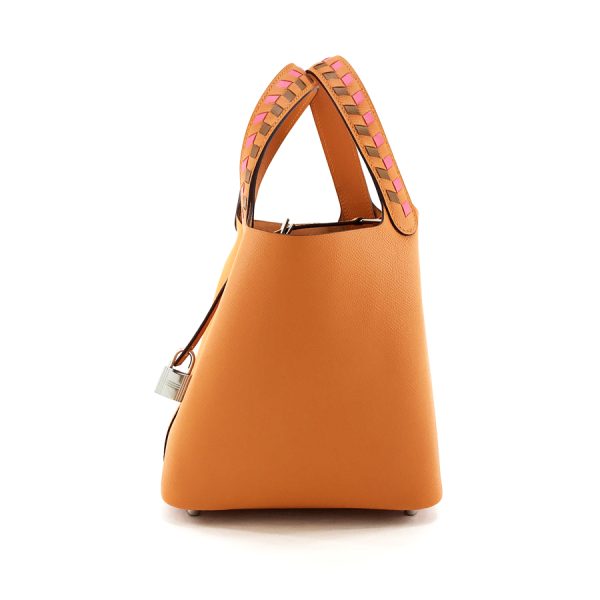 imgrc0100154528 Hermes PM Picotin Lock Tressage De Cuir Epsom Hand Bag Apricot Rose Azalee Gold