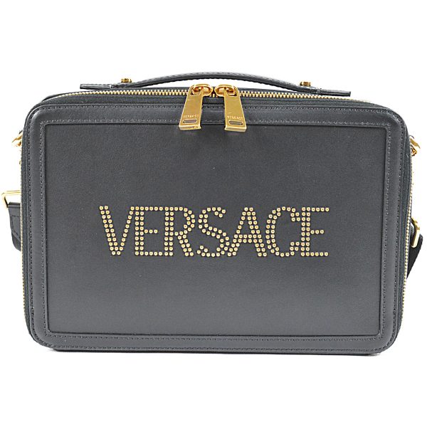 imgrc0100856577 Versace Black Bag Leather Studded 2way Clutch Shoulder