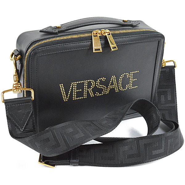 imgrc0100856578 Versace Black Bag Leather Studded 2way Clutch Shoulder