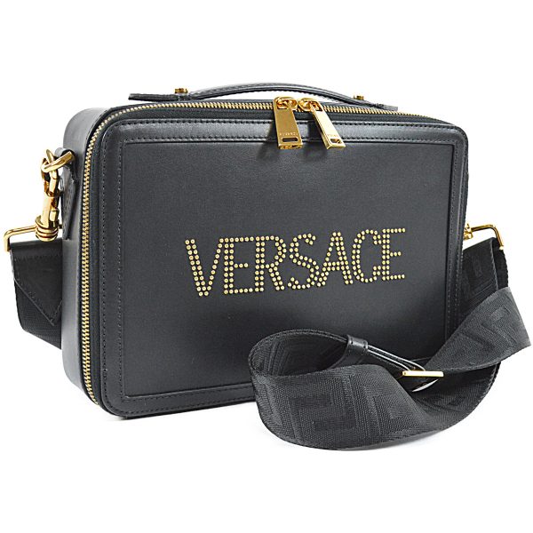 imgrc0100856579 Versace Black Bag Leather Studded 2way Clutch Shoulder