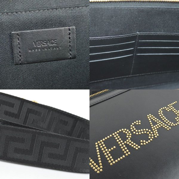 imgrc0100856585 Versace Black Bag Leather Studded 2way Clutch Shoulder