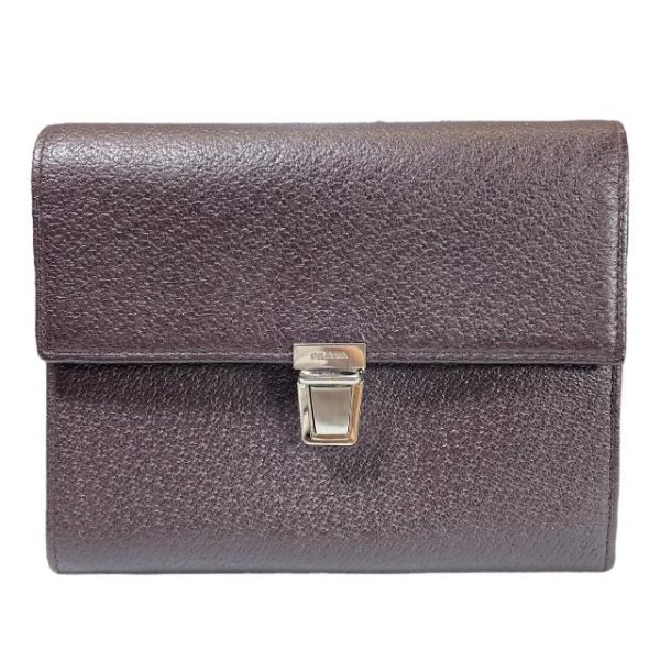 imgrc0107974182 Prada Trifold Wallet Leather Brown Silver