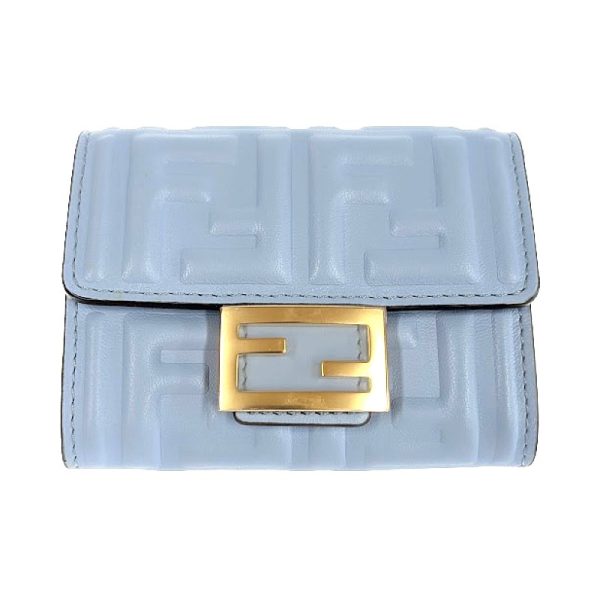 imgrc0108719343 Fendi Ff Embossed Card Case Leather Blue