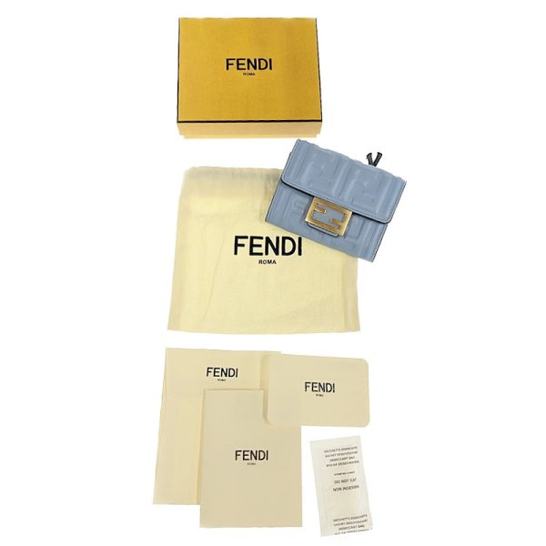 imgrc0108719354 Fendi Ff Embossed Card Case Leather Blue