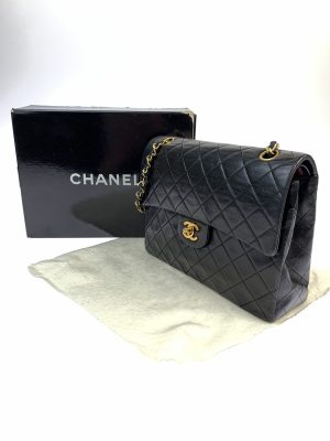 imgrc0109413929 CHANEL Deca Matelasse 30 Coco Mark Double Flap Chain Shoulder Bag Black Caviar Skin