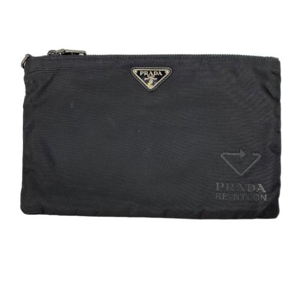 imgrc0111164339 Prada Clutch Bag Re Nylon Zip Triangle Plate Logo Nylon Black