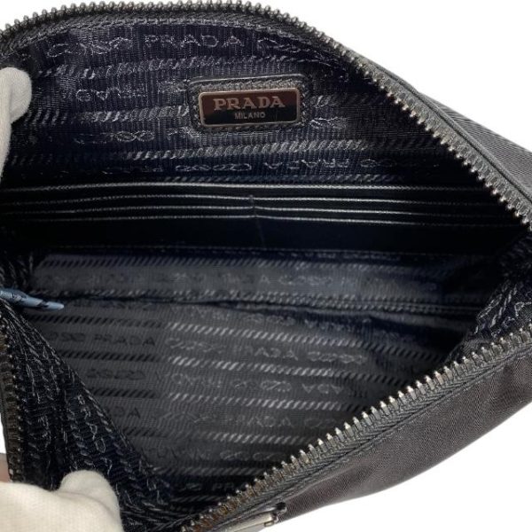 imgrc0111164344 Prada Clutch Bag Re Nylon Zip Triangle Plate Logo Nylon Black