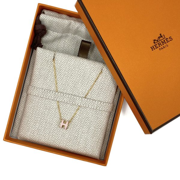 imgrc0111782662 Hermes Pop Ash Mini Charm Necklace Rose Dragee Thin Dull Pink