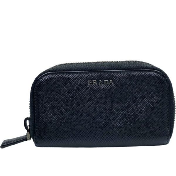 imgrc0115599228 Prada Key Case Round Zip Leather Black