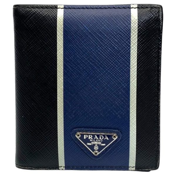 imgrc0116107985 Prada Wallet Bifold Folding Leather Blue Black