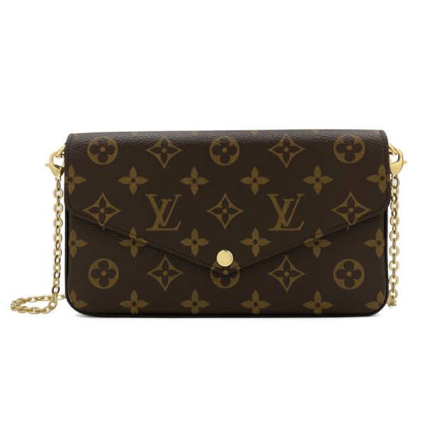 imgrc0117389717 Louis Vuitton Monogram Pochette Felicie Fuchsia Brown Red Leather