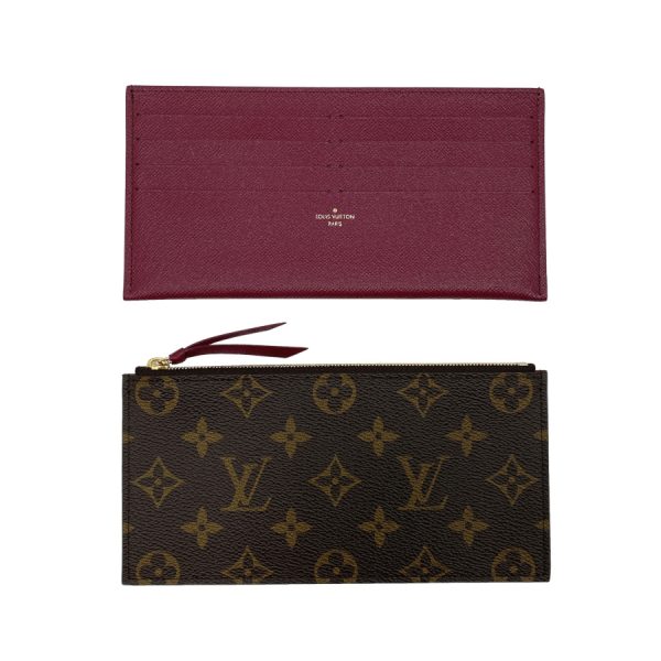 imgrc0117389723 Louis Vuitton Monogram Pochette Felicie Fuchsia Brown Red Leather