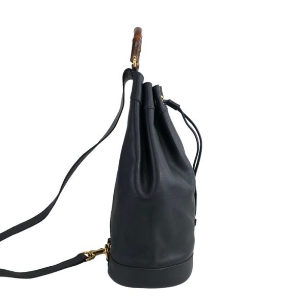 imgrc0119107689 Gucci Bamboo Leather Drawstring Shoulder Bag Black