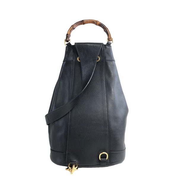 imgrc0119107691 Gucci Bamboo Leather Drawstring Shoulder Bag Black