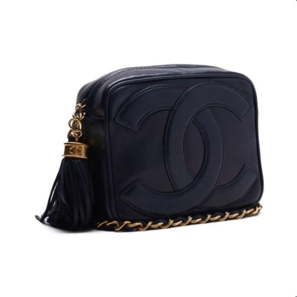 imgrc0124287411 Chanel Coco Mark With Fringe Chain Shoulder Lambskin Shoulder Bag Navy