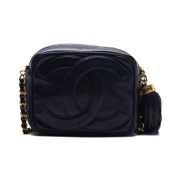 imgrc0124287412 Chanel Coco Mark With Fringe Chain Shoulder Lambskin Shoulder Bag Navy