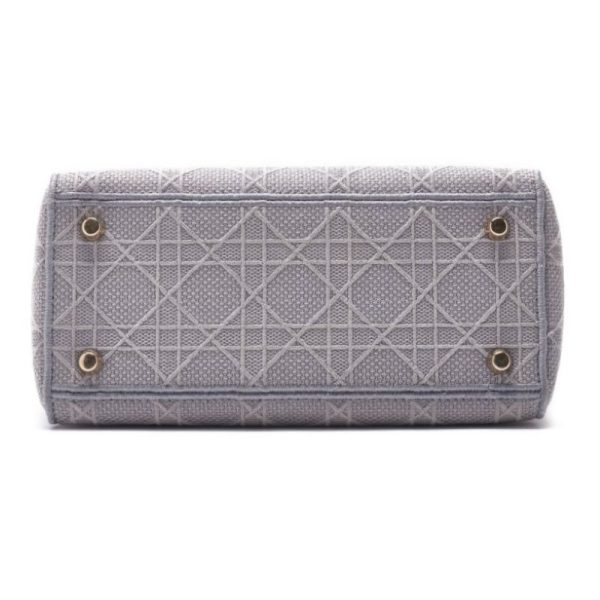 imgrc0124411053 Dior Lady Dior Logo Mark Cotton Handbag Gray