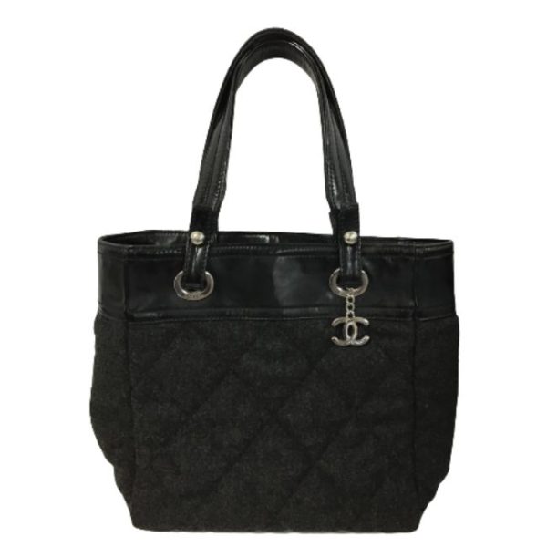 imgrc0157061915 Chanel Paris Biarritz Bag Tote Quilting Wool Black