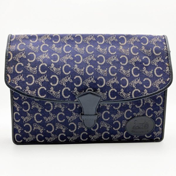 it0rqa4dra82 1 Celine C Saluki Clutch Vintage Canvas Navy