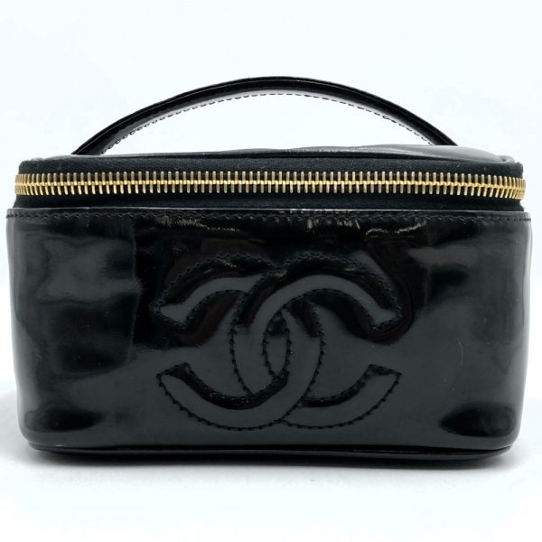 it0vzn8fmubg 1 Chanel Enamel Cosmetic Pouch Vanity Bag Black