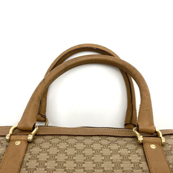 it1v2h28pnts 8 Celine Macadam Pattern Boston Bag Handbag Travel Bag Brown Camel PVC