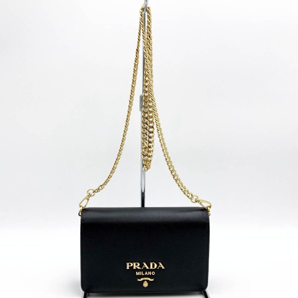 it24sx6yynhk 1 Prada Leather Chain Crossbody Shoulder Party Bag Black