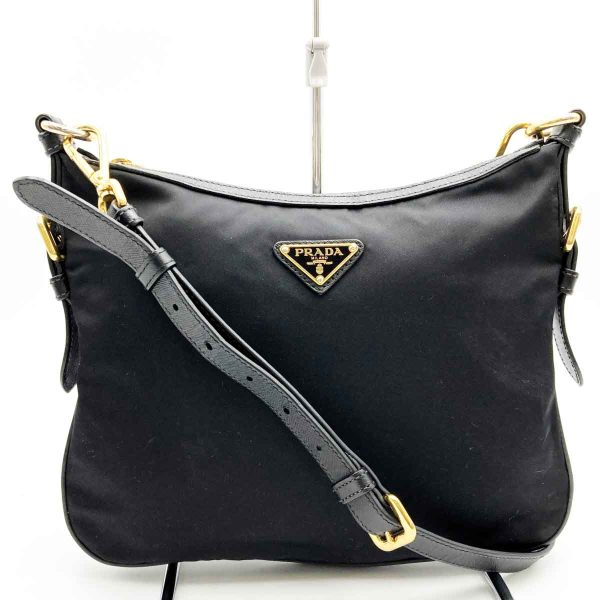 it2am0qkj0h0 5 Prada Nylon Crossbody Shoulder Bag with Gold Hardware Black