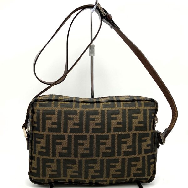 it30vierbgxa 2 Fendi Zucca Pattern Nylon Crossbody Bag Brown