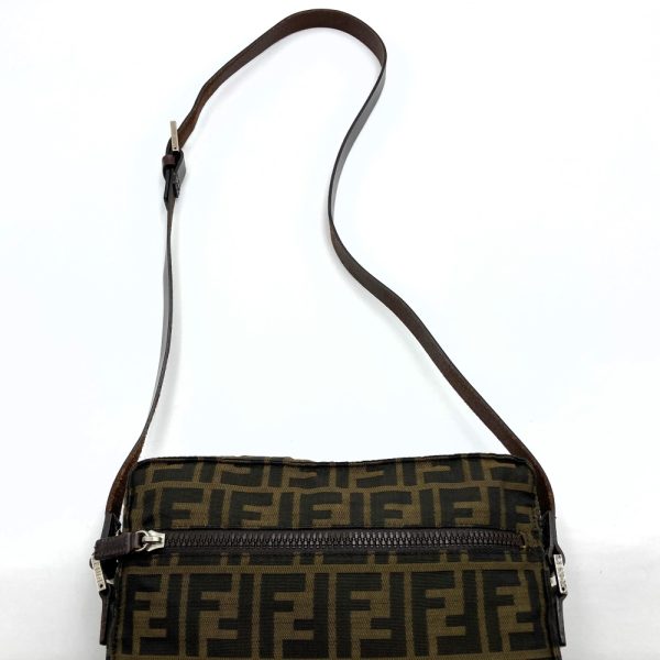 it30vierbgxa 5 Fendi Zucca Pattern Nylon Crossbody Bag Brown