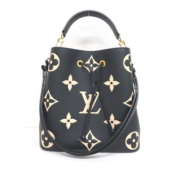 it318861 2 Louis Vuitton Neo Noe MM Shoulder Bag Black Beige