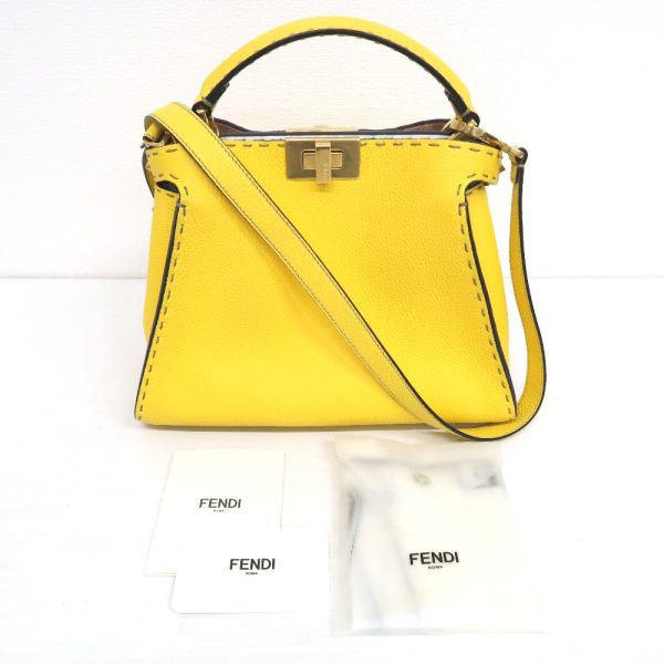 it319516 1 Fendi Handbag 2way Peekaboo Leather Yellow