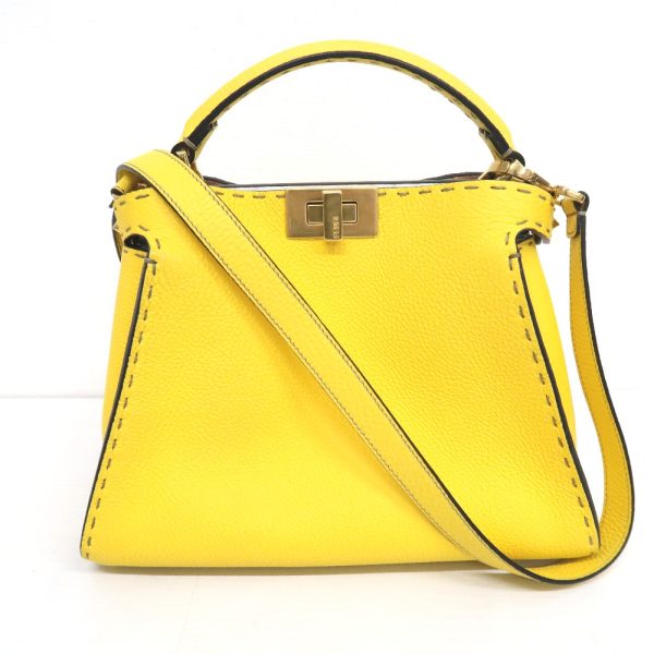 it319516 2 Fendi Handbag 2way Peekaboo Leather Yellow