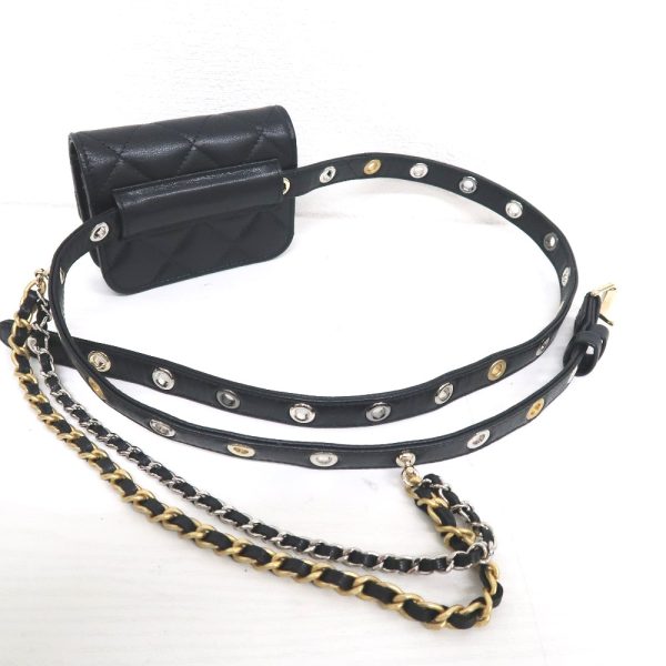 it319517 7 Chanel Belt Waist Bag Matelasse Black