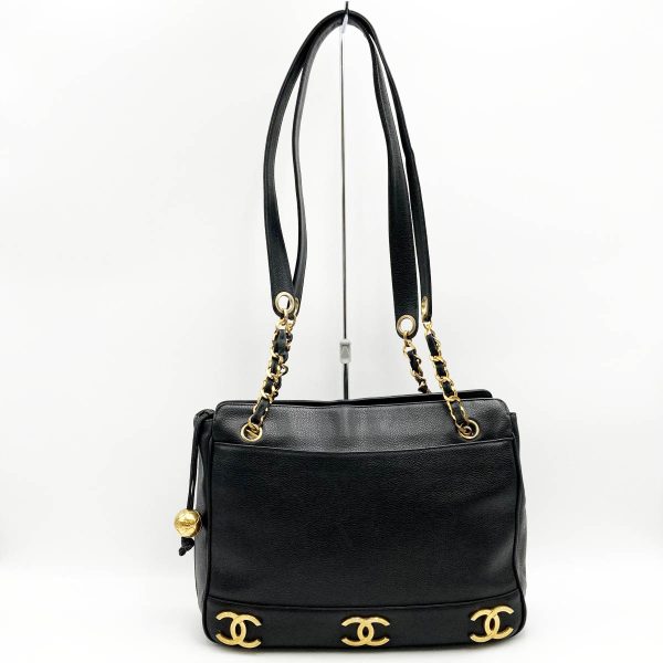 it32e5n4lmts 1 Chanel Triple Coco Matte Caviar Skin Chain Shoulder Bag Black