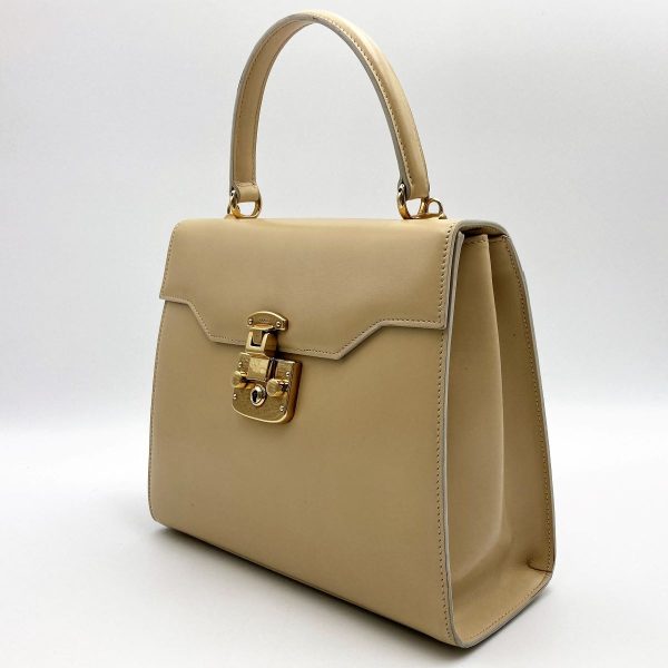 it3stsvuvtbc 4 GUCCI Handbag Bag Beige Ivory Leather Womens Fashion Vintage