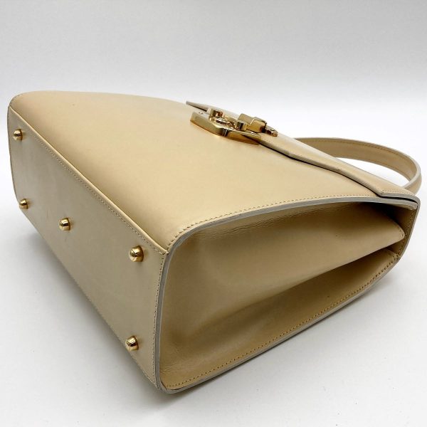 it3stsvuvtbc 7 GUCCI Handbag Bag Beige Ivory Leather Womens Fashion Vintage