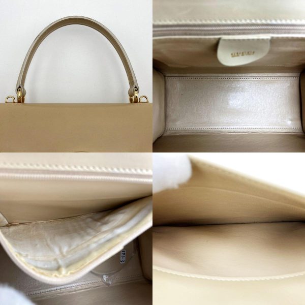 it3stsvuvtbc 8 c GUCCI Handbag Bag Beige Ivory Leather Womens Fashion Vintage