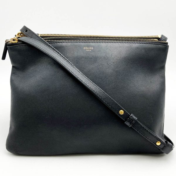 it48mi29aqpx 5 Celine Trio Shoulder Bag Crossbody Bag Black Leather