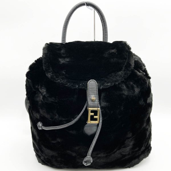 it4959ms9xgi 1 Fendi Fur Material Backpack Daypack Black