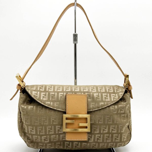 it4o2cahttty 1 Fendi Mamma Bucket Zucchino Nylon Shoulder Bag Khaki Beige