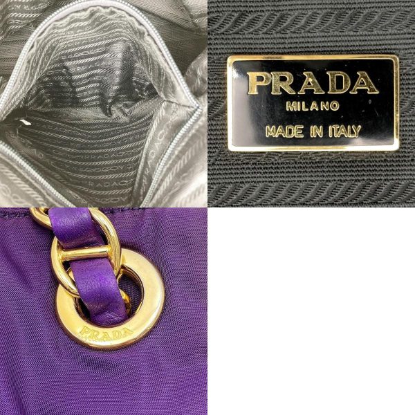 it4x3hp2voki 10 c Prada Nylon Shoulder Bag Logo Plate Chain Purple