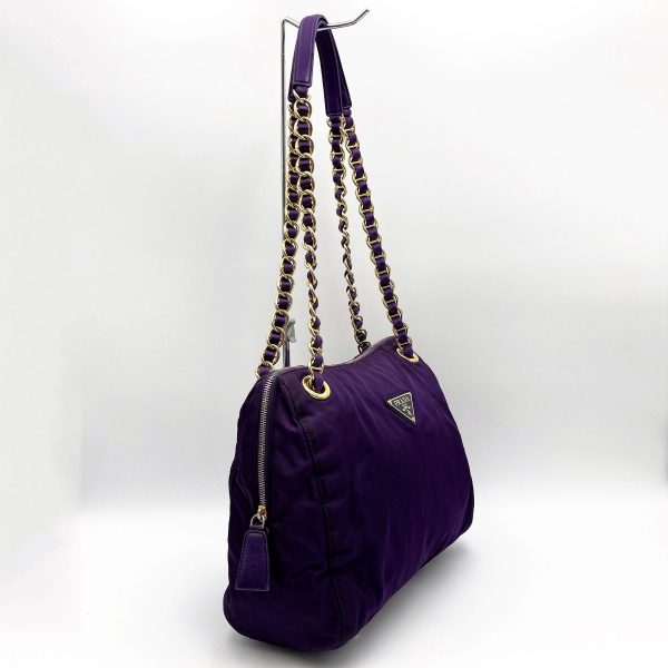 it4x3hp2voki 3 Prada Nylon Shoulder Bag Logo Plate Chain Purple