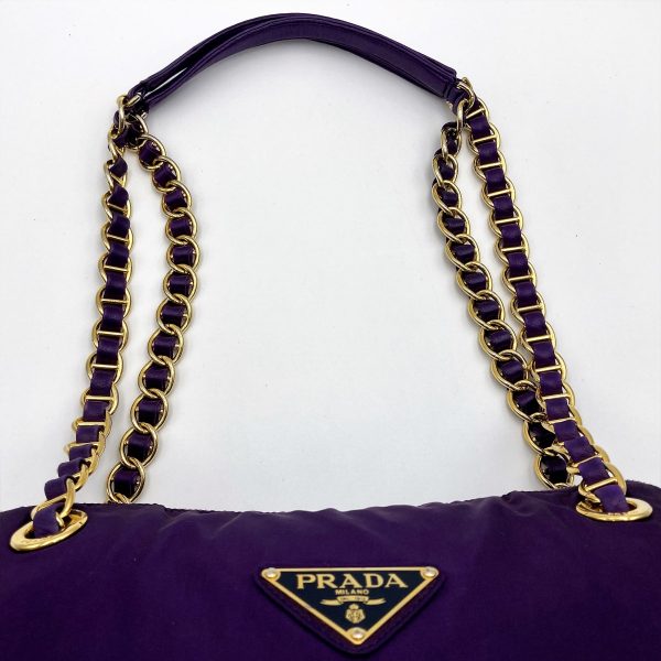 it4x3hp2voki 8 Prada Nylon Shoulder Bag Logo Plate Chain Purple