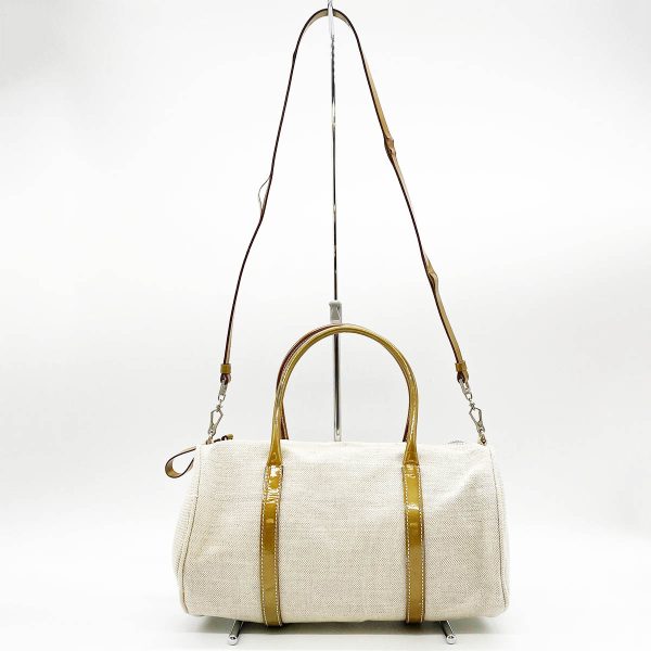 it5367twksoo 1 Prada Canvas Leather Mini Boston Bag Ivory Beige